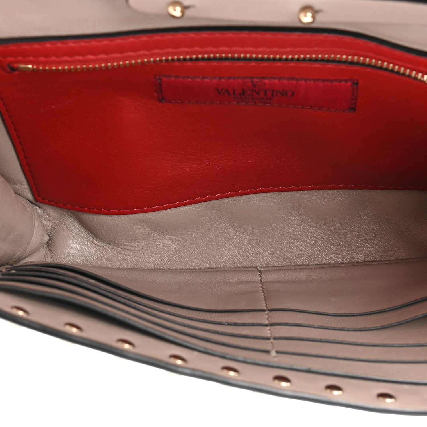 Valentino Garavani Lambskin Rockstud Spike Wallet on Chain Poudre 6 of 10