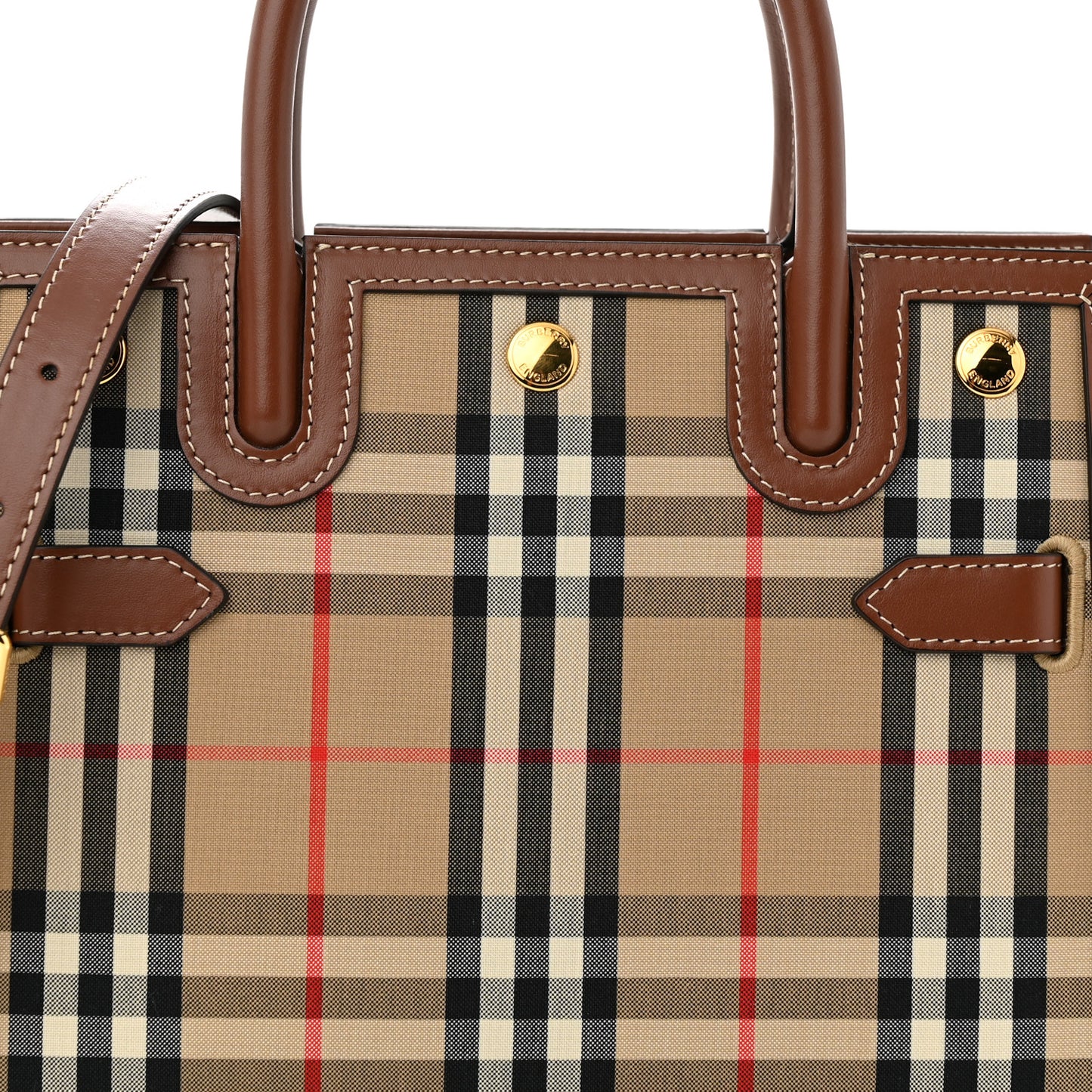 Calfskin Vintage Check Mini Two Handle Title Bag Archive Beige