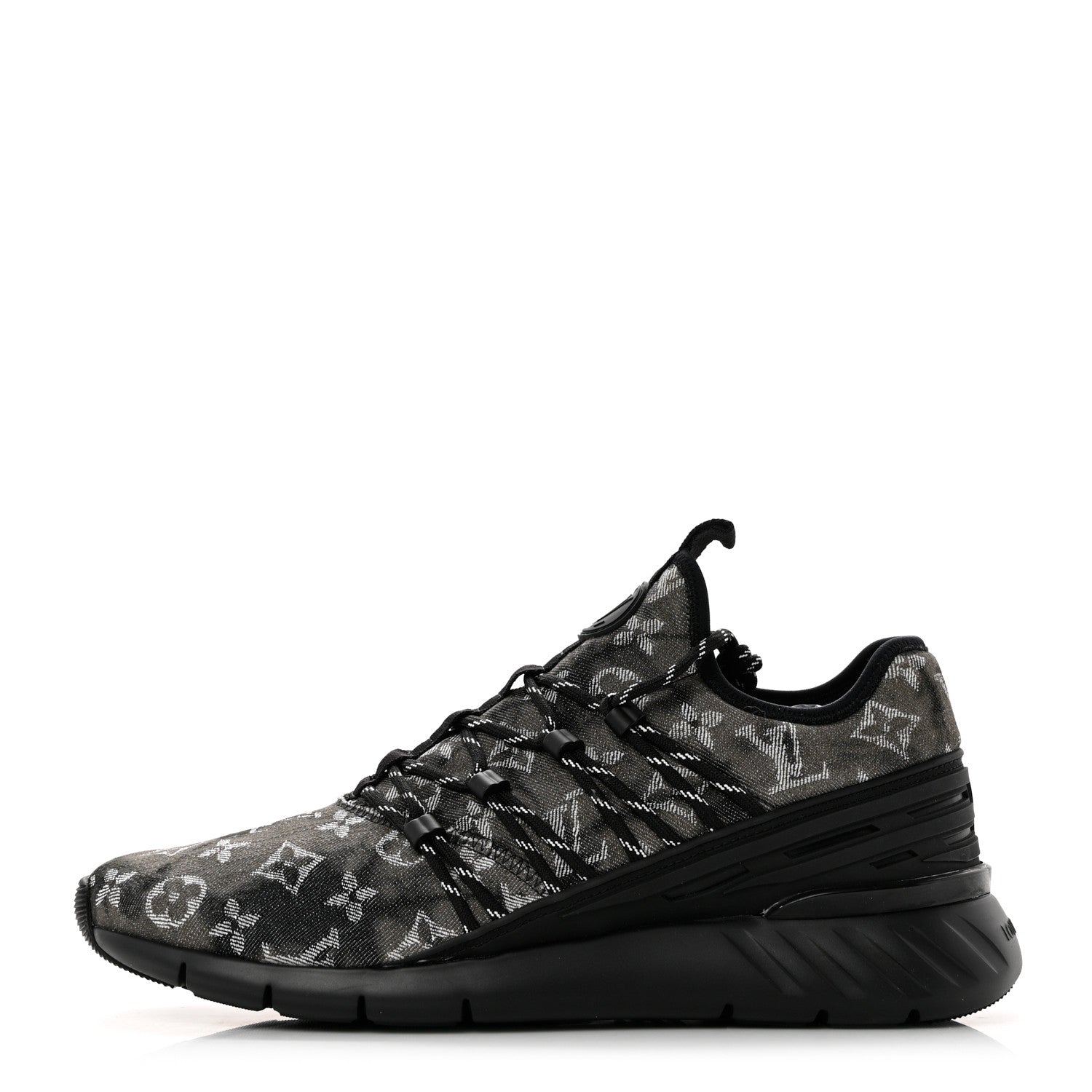 Louis Vuitton Denim Rubber Monogram Tie Dye Mens Fastlane Low Sneakers 8.5 Black 1 of 8