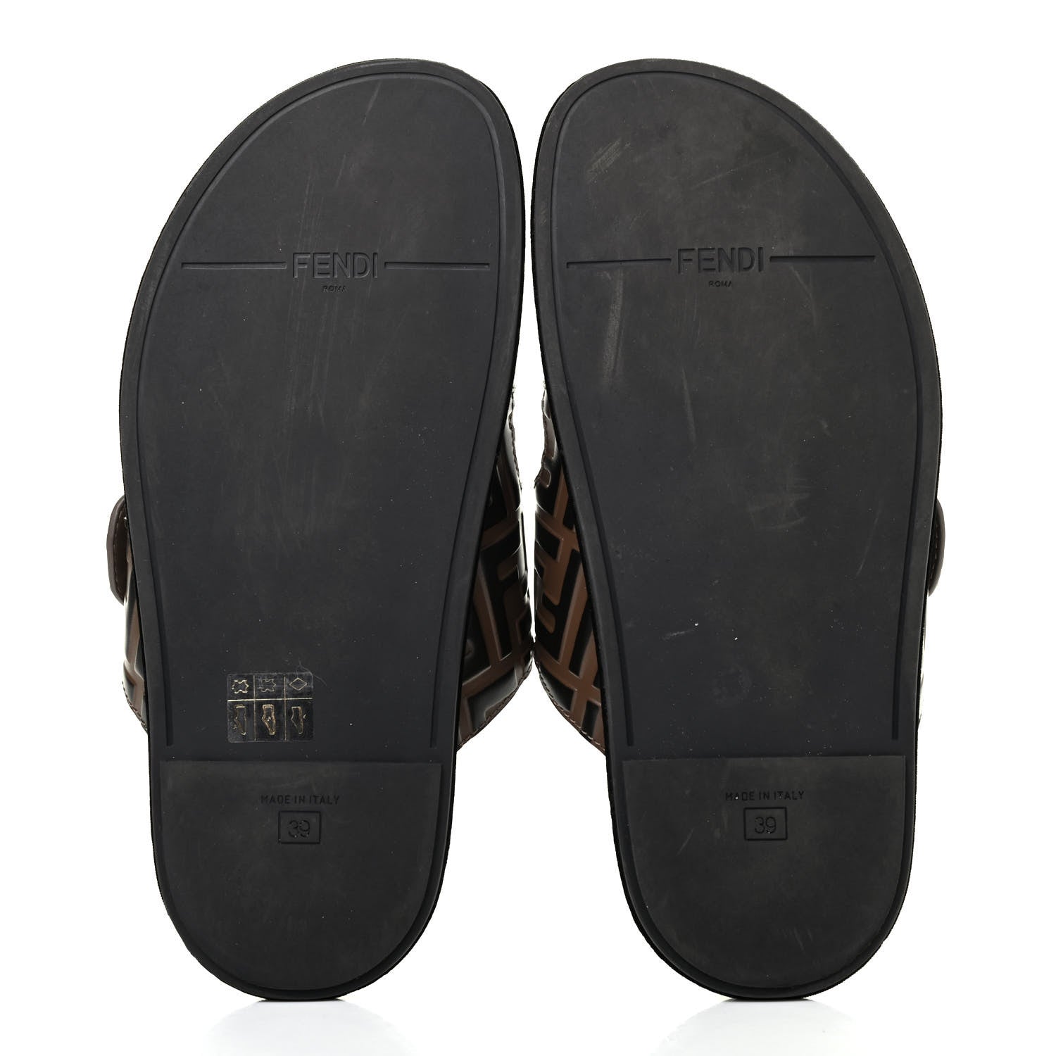 Fendi Calfskin FF Embossed Slide Sandals 39 Maya Black 4 of 4