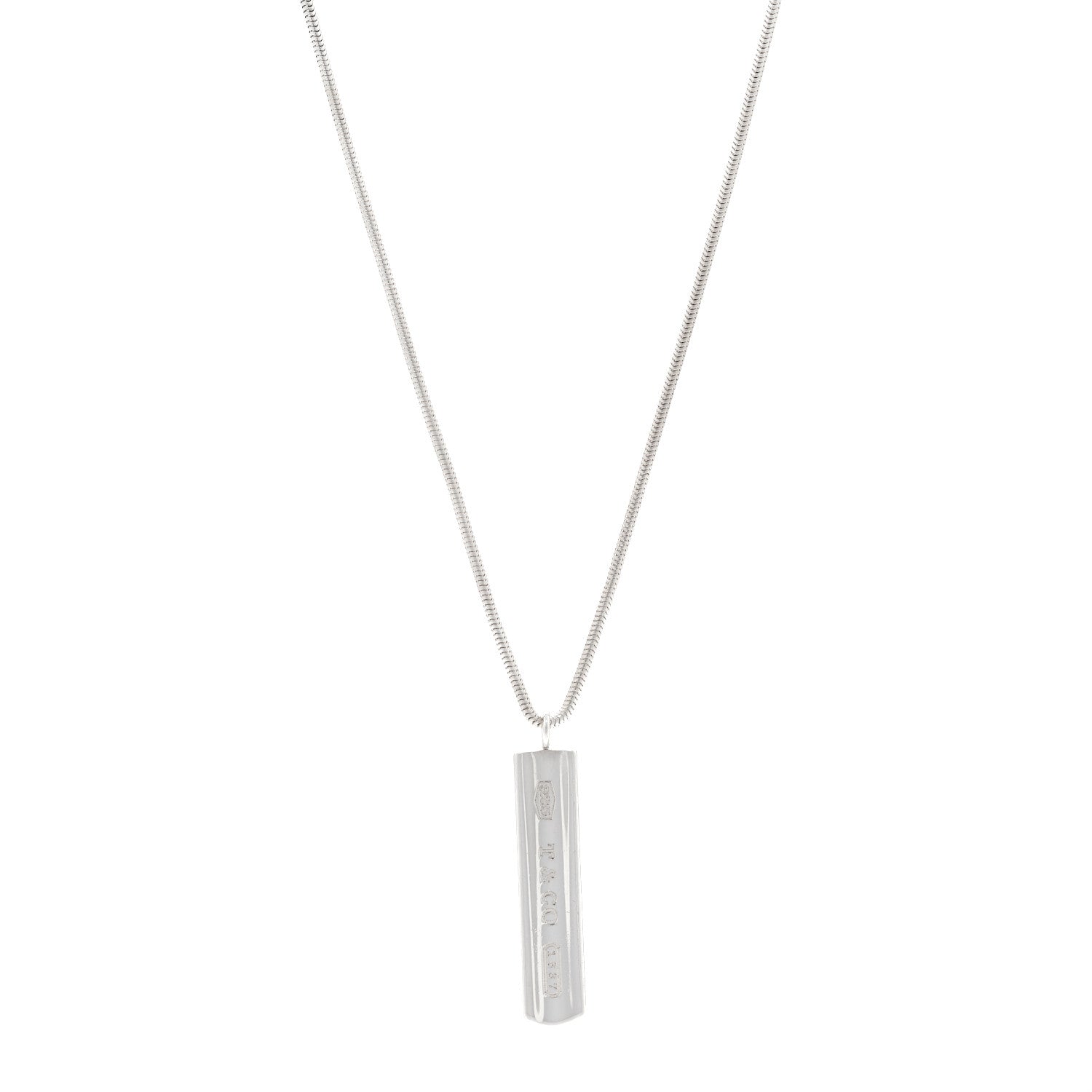 Tiffany Sterling Silver 1837 Bar Pendant Necklace 1 of 4