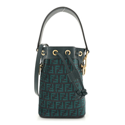 Fendi Chenille Vitello F is Fendi Micro FF Mini Mon Tresor Bucket Bag Verde Inglese 1 of 11