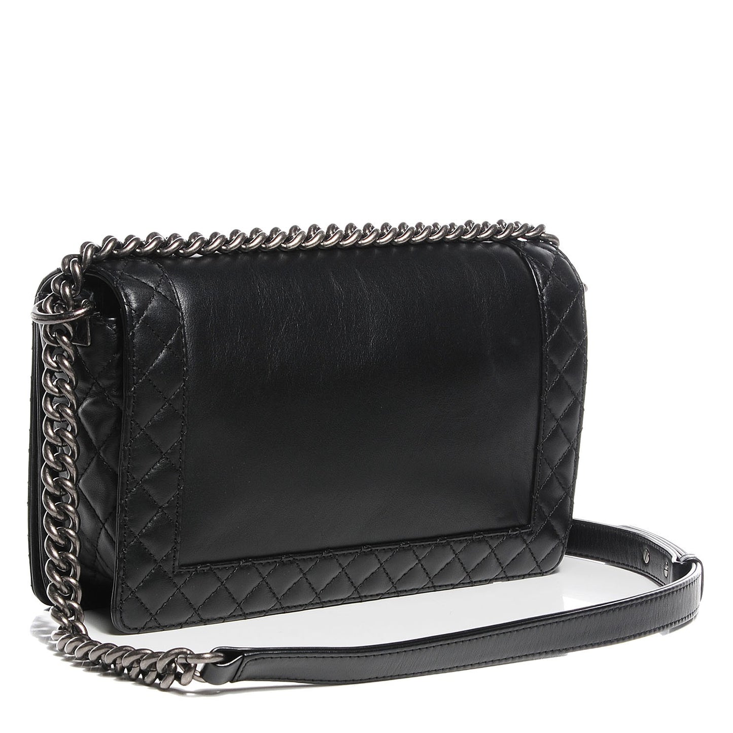 Calfskin Enchained Medium Boy Flap Black