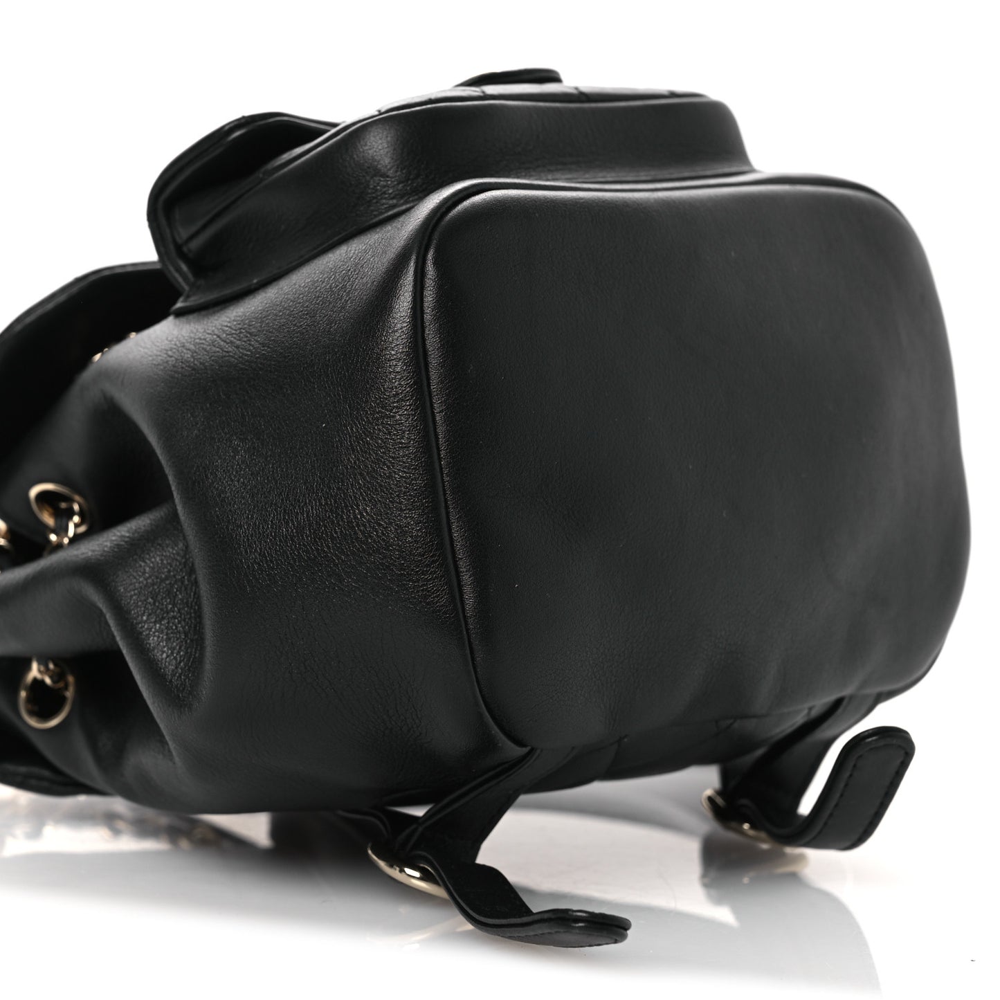 Lambskin Quilted Small Duma Drawstring Backpack Black