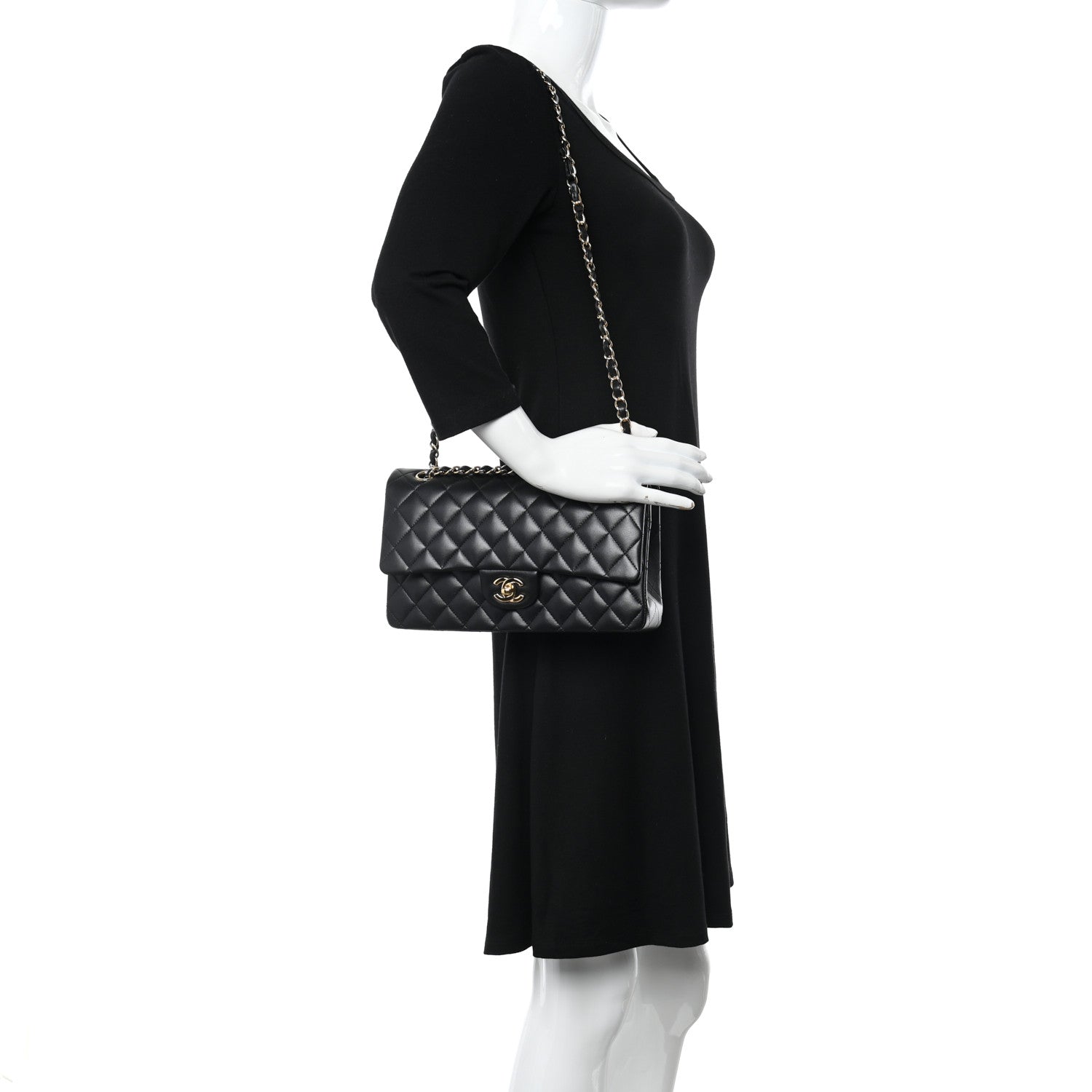 Chanel Lambskin Quilted Medium Double Flap Black 2 of 11