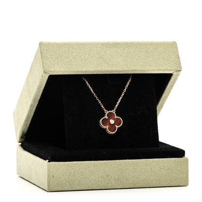 Van Cleef & Arpels 18K Rose Gold Diamond Bulls Eye Vintage Alhambra Pendant Necklace 5 of 5