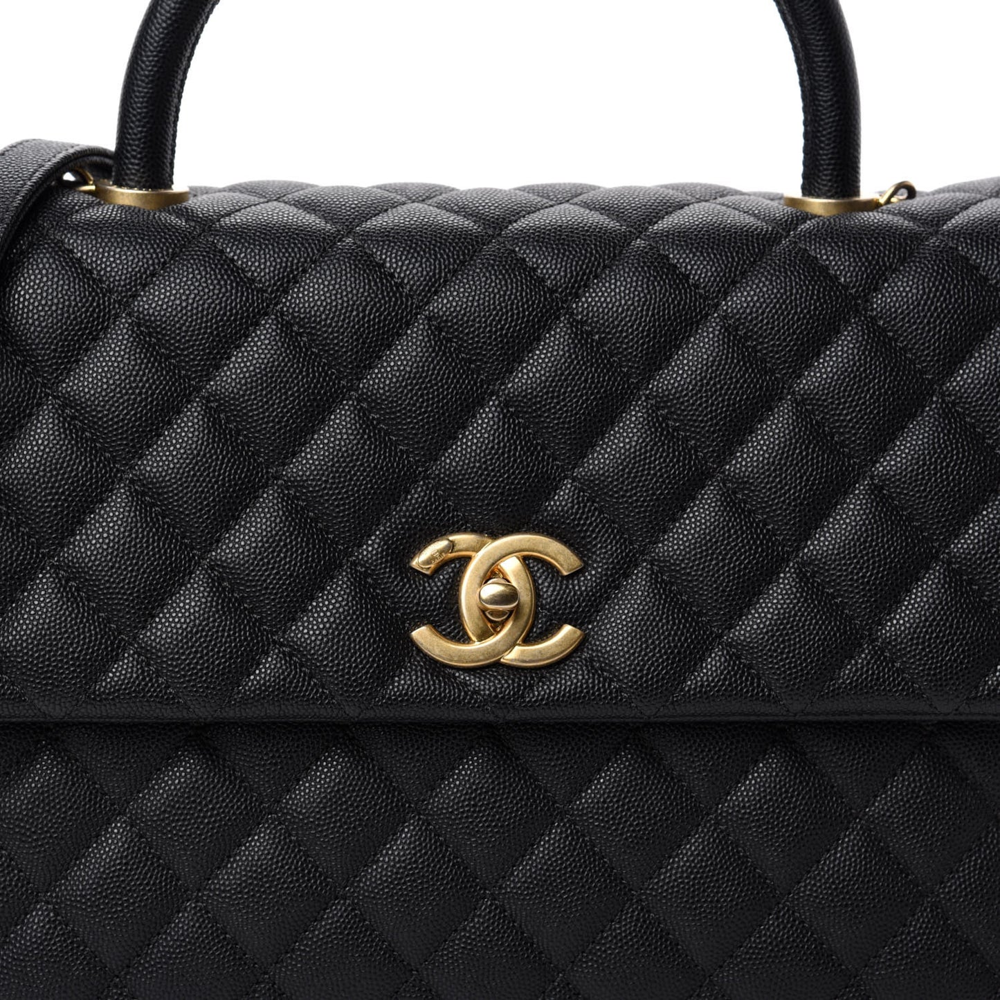 Caviar Quilted Medium Coco Handle Flap Black
