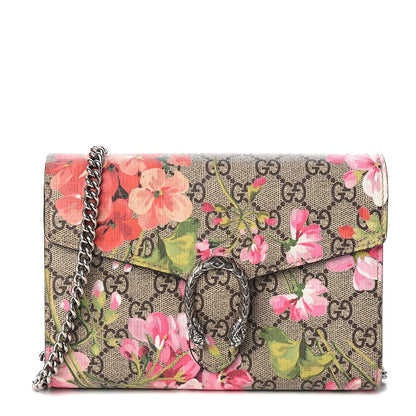 Gucci GG Supreme Monogram Blooms Mini Dionysus Chain Wallet Beige Multicolor Dry Rose 1 of 13