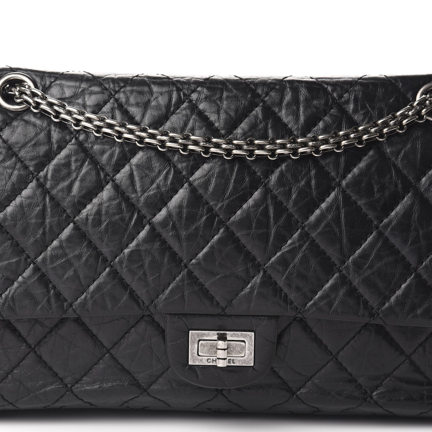 Aged Calfskin Quilted 2.55 Reissue 226 Flap Black