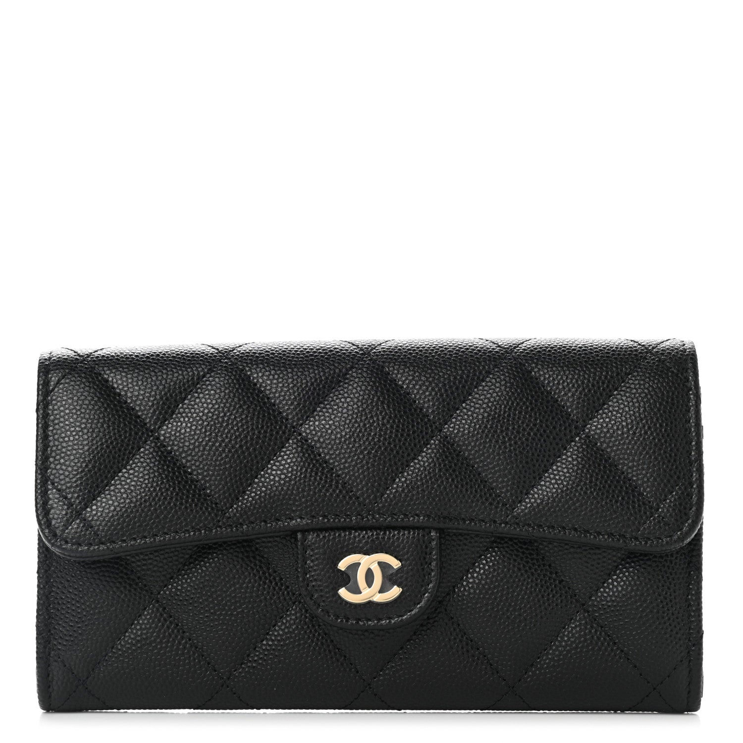 Chanel Caviar Quilted Medium Gusset Flap Wallet Black 1 of 9