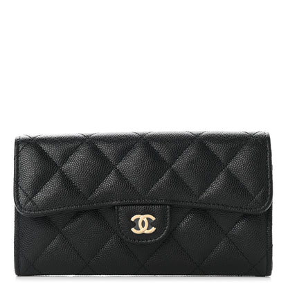 Chanel Caviar Quilted Medium Gusset Flap Wallet Black 1 of 9
