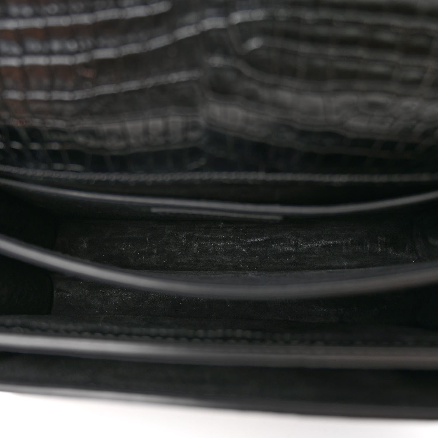 Saint Laurent Calfskin Crocodile Embossed Medium Monochrome Monogram Sunset Black 5 of 11