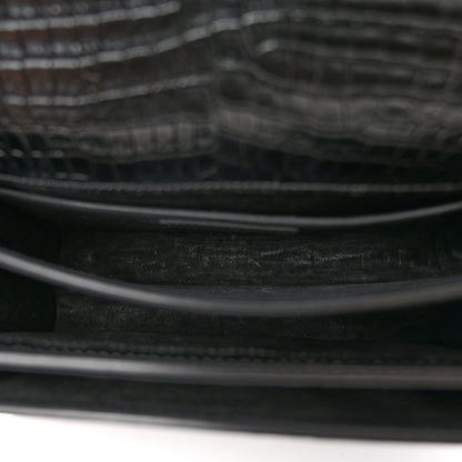 Saint Laurent Calfskin Crocodile Embossed Medium Monochrome Monogram Sunset Black 5 of 11