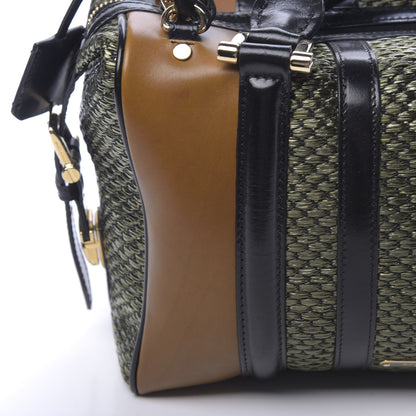 Burberry Calfskin Raffia Prorsum Bowling Bag Green Brown 13 of 16