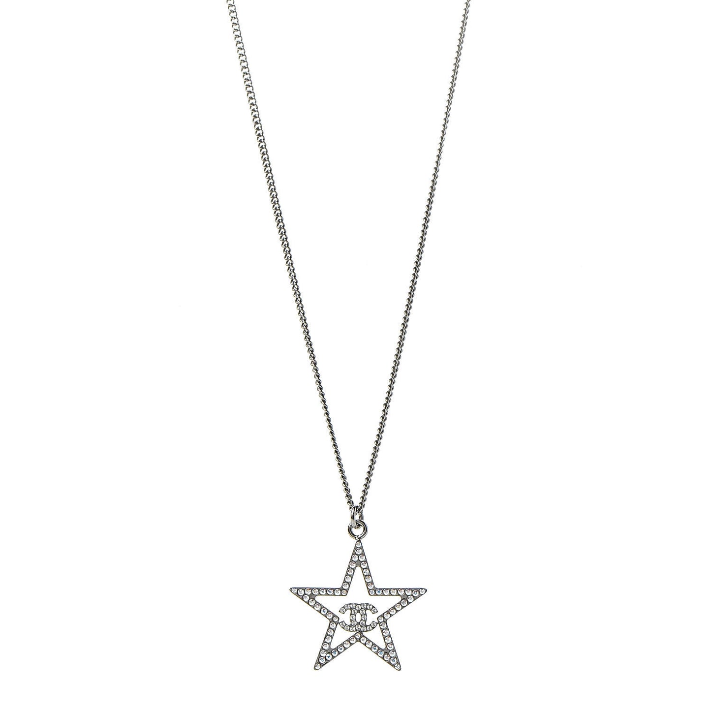 Ruthenium Crystal Star CC Necklace Iridescent Pink