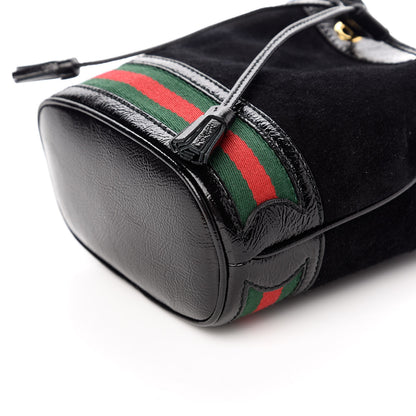 Gucci Suede Patent Web Mini Ophidia Bucket Bag Black 9 of 10
