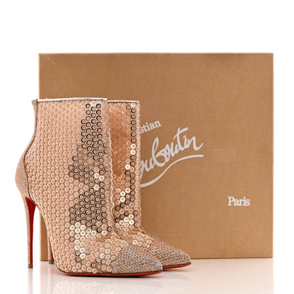 Christian Louboutin Glitter Diams Paillettes Gipsybootie 100 Ankle Boots 40 Nude 8 of 8