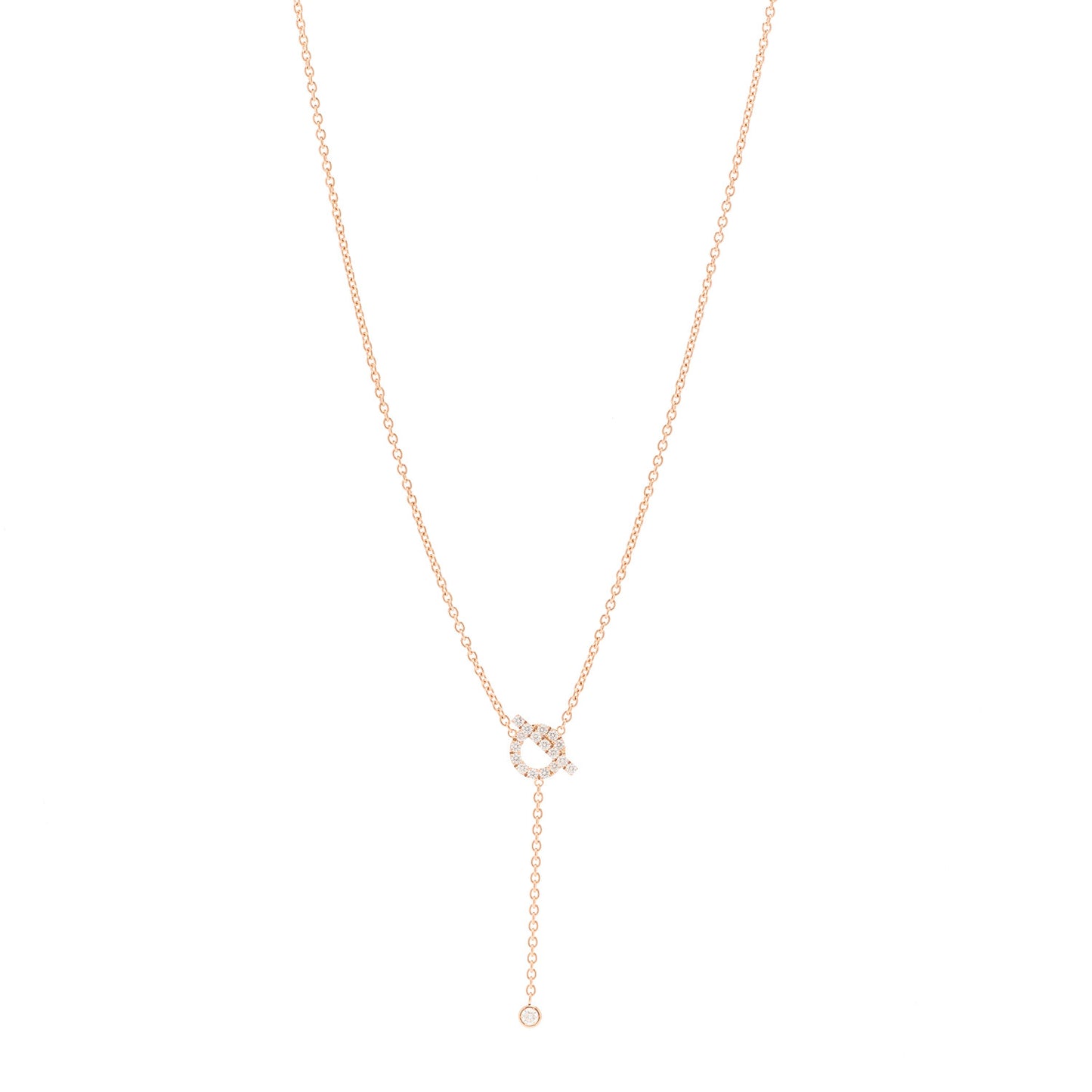 18K Rose Gold Diamond Finesse Lariat Necklace