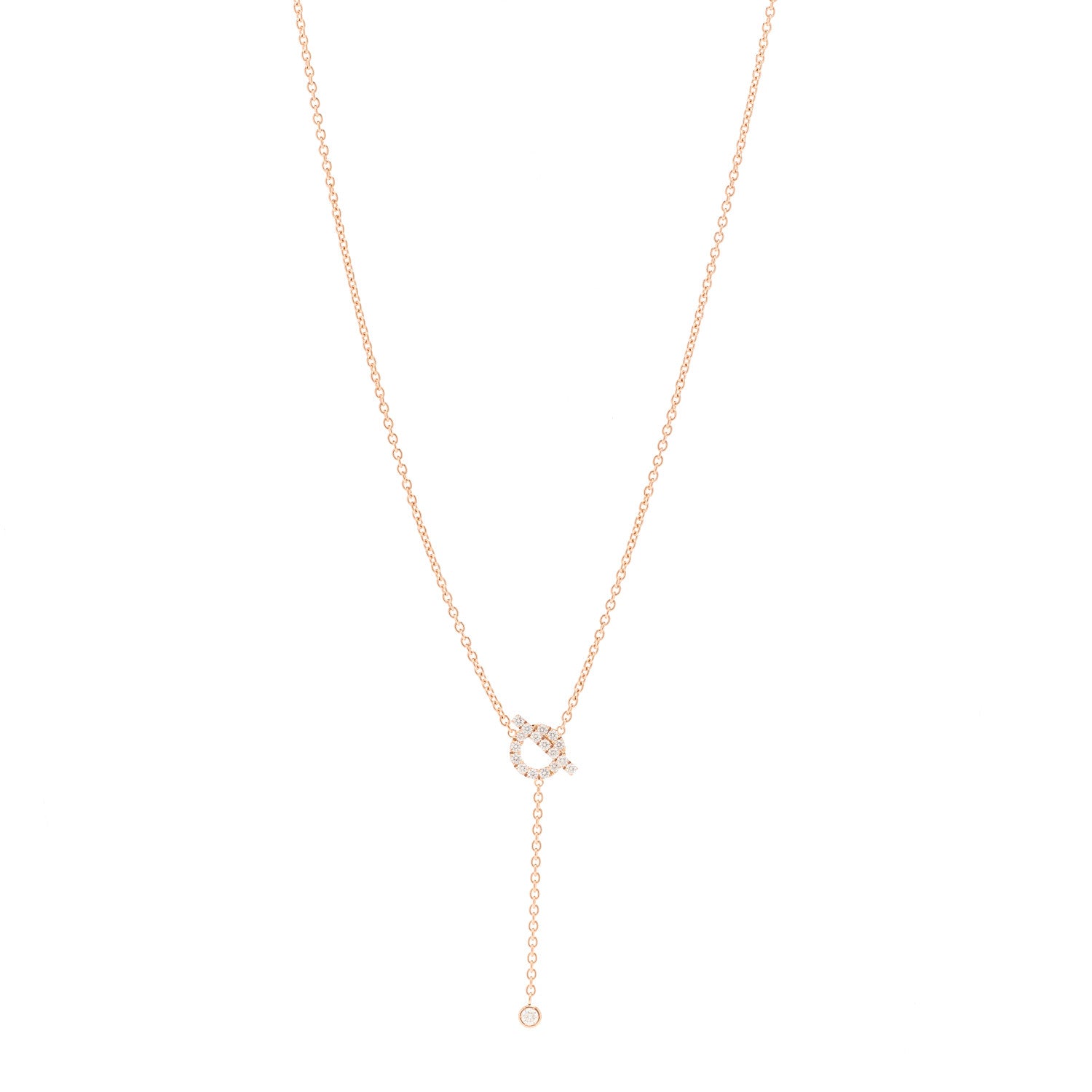 Hermes 18K Rose Gold Diamond Finesse Lariat Necklace 1 of 6