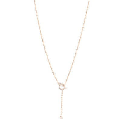 Hermes 18K Rose Gold Diamond Finesse Lariat Necklace 1 of 6