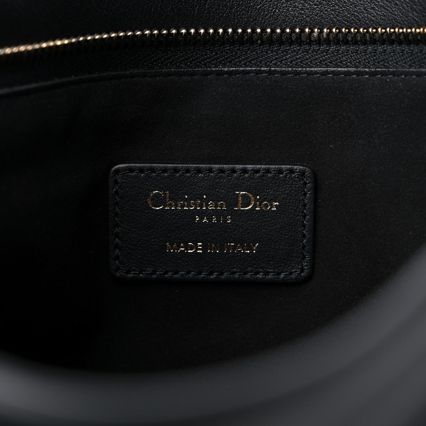 Calfskin Embossed Logo Zip Clutch Black