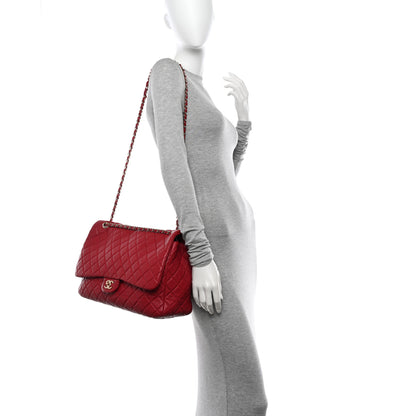Chanel Metallized Calfskin Quilted Small XXL Travel Flap Bag Red 2 of 12