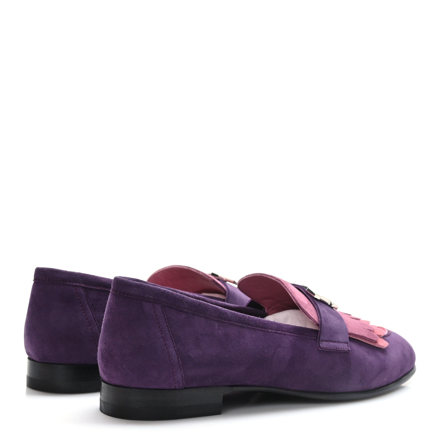Hermes Suede Goatskin Womens Royal Loafers 37 Violet Oaxaca 4 of 9