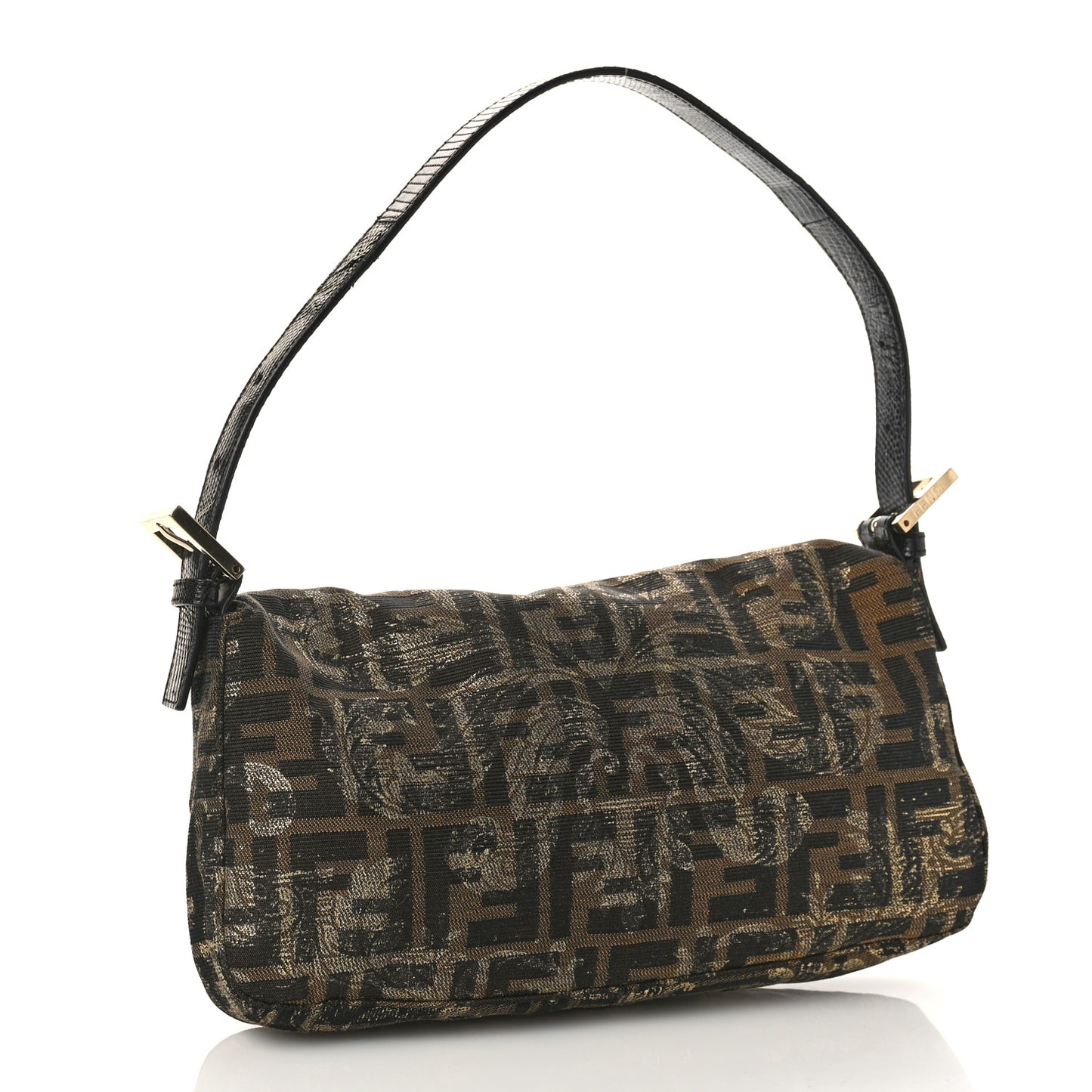 Zucca Lizard Floral Print Baguette Tobacco