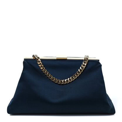 Mansur Gavriel Satin Mini Volume Chain Clutch Navy 1 of 7