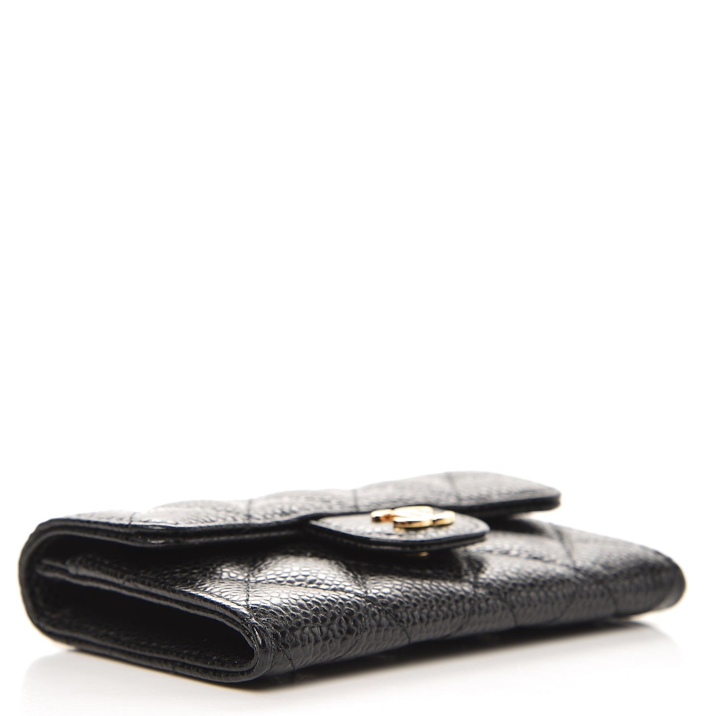 Caviar Quilted Flap Card Holder Black