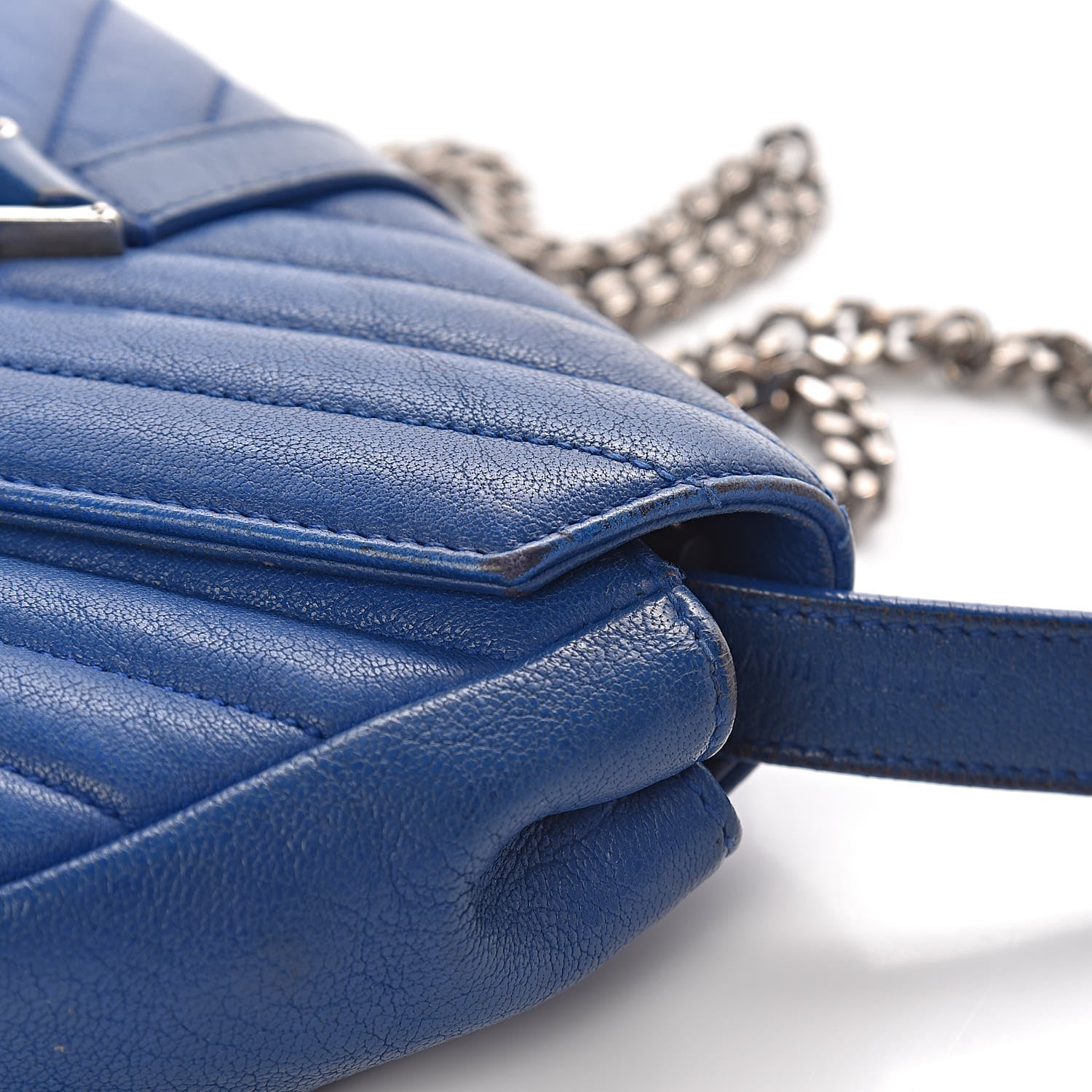 Saint Laurent Sheepskin Matelasse Chevron Monogram Classic Baby Chain Bag Blue Majorelle 11 of 20