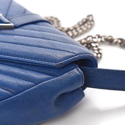 Saint Laurent Sheepskin Matelasse Chevron Monogram Classic Baby Chain Bag Blue Majorelle 11 of 20