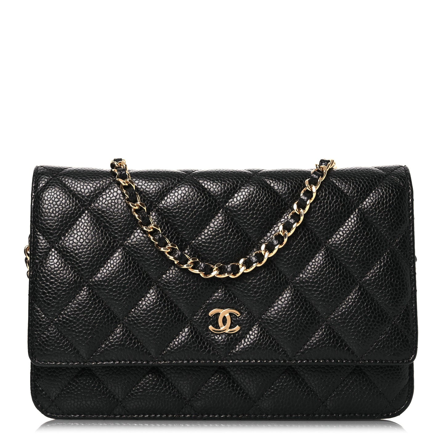 Caviar Quilted Wallet on Chain WOC Black
