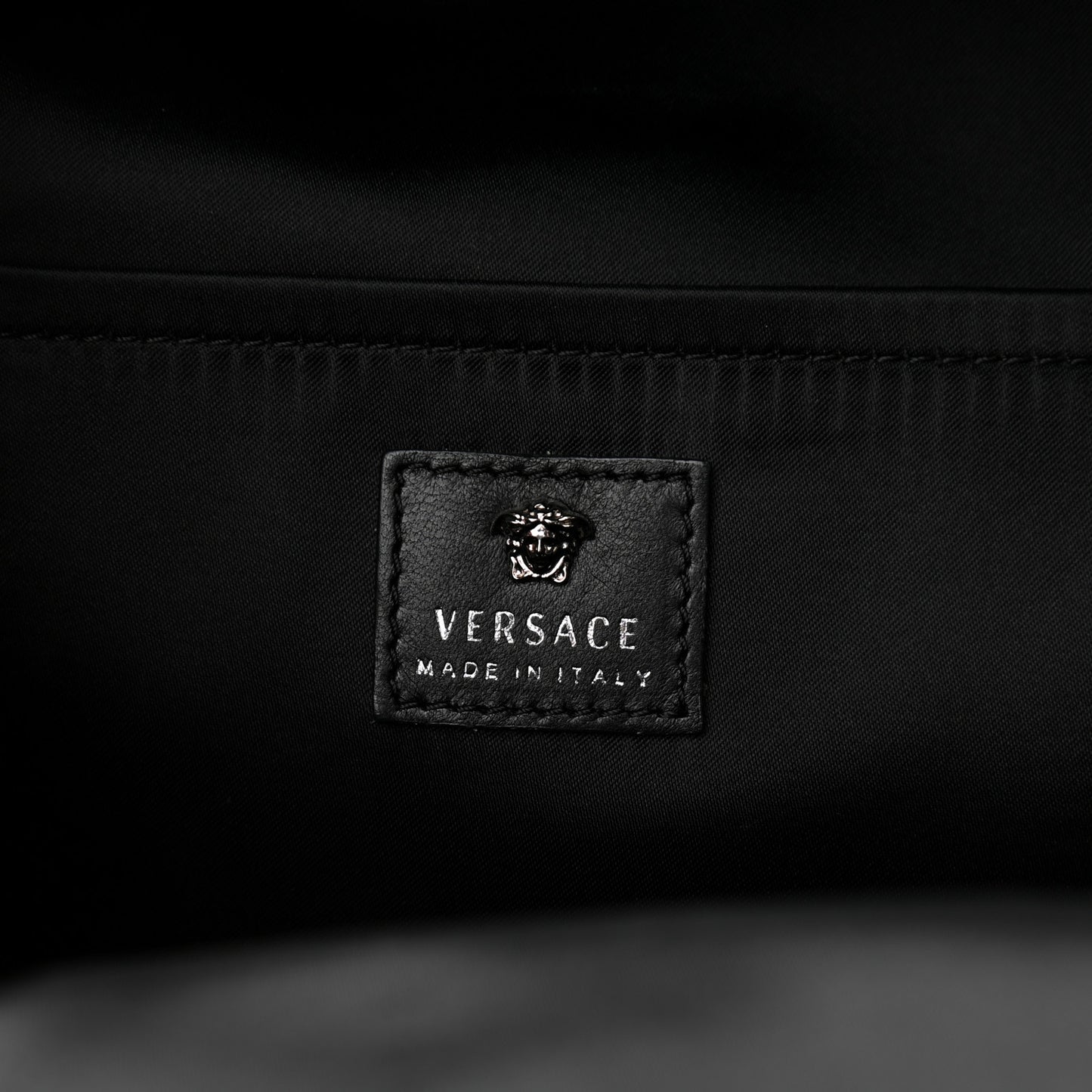 Printed Calfskin La Medusa Backpack Black White