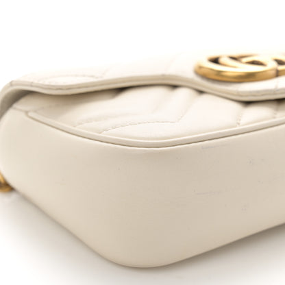 Gucci Calfskin Matelasse Super Mini GG Marmont Shoulder Bag White 9 of 10