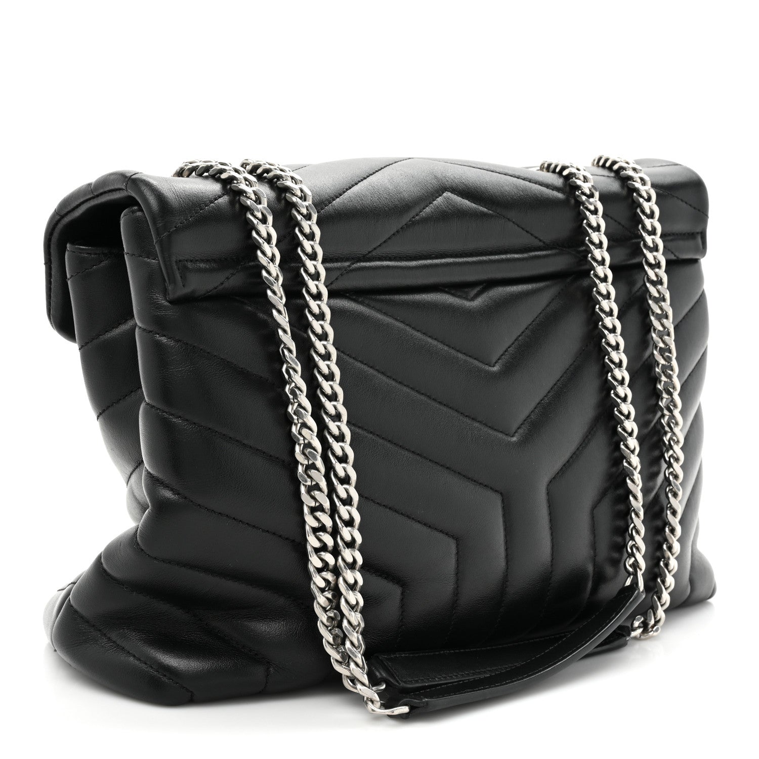 Saint Laurent Calfskin Y Quilted Monogram Medium Loulou Chain Satchel Black 3 of 16