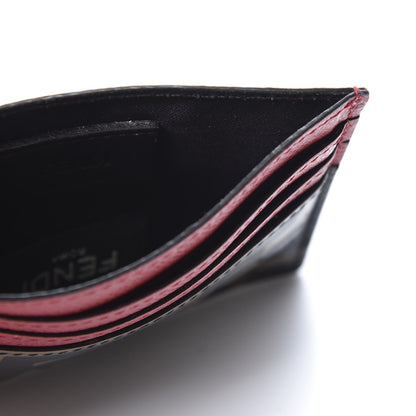 Fendi Vitello Cruise Bi-Color FF 1974 Embossed Card Holder Maya Black Fragola 4 of 8
