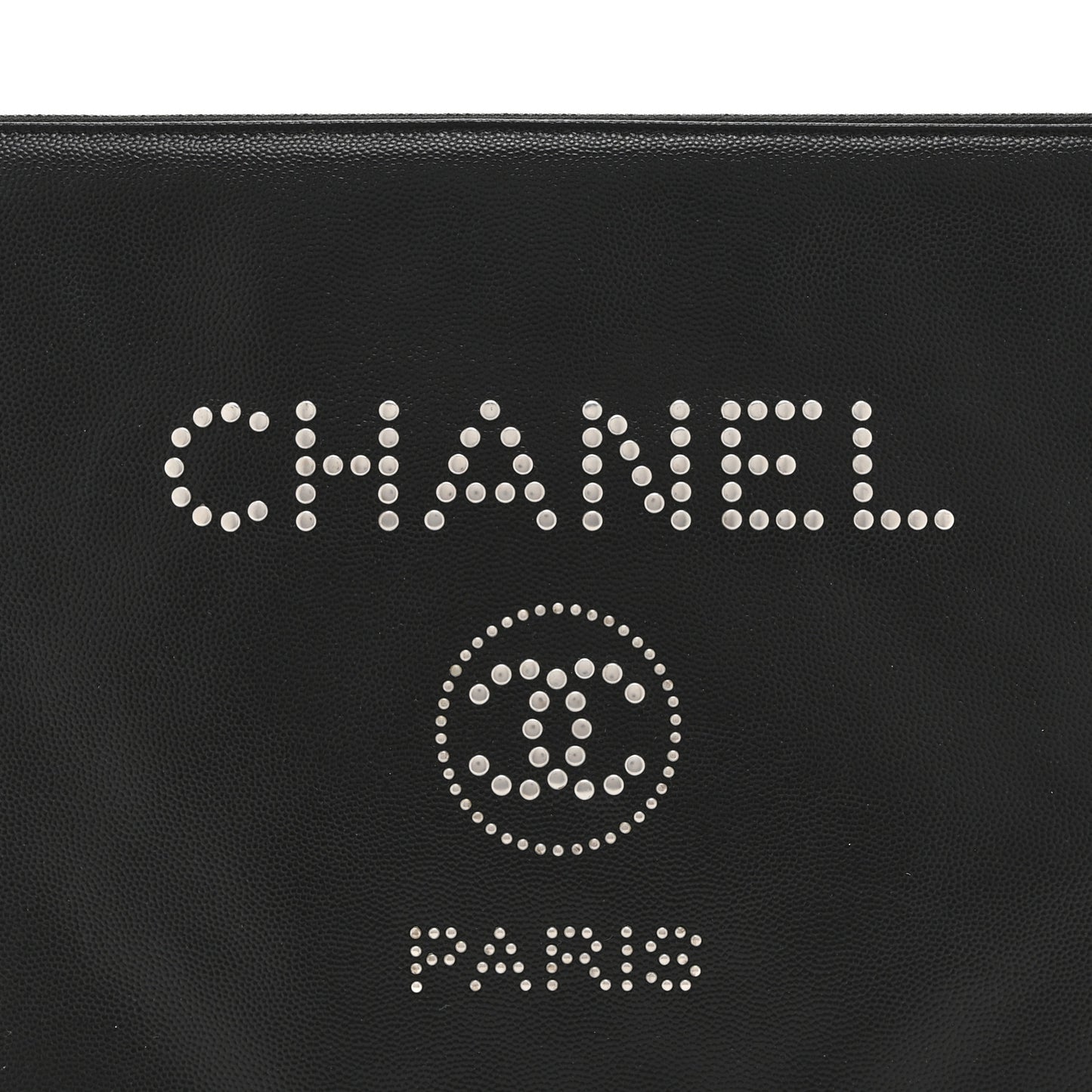 Caviar Studded Medium Deauville Pouch  Black
