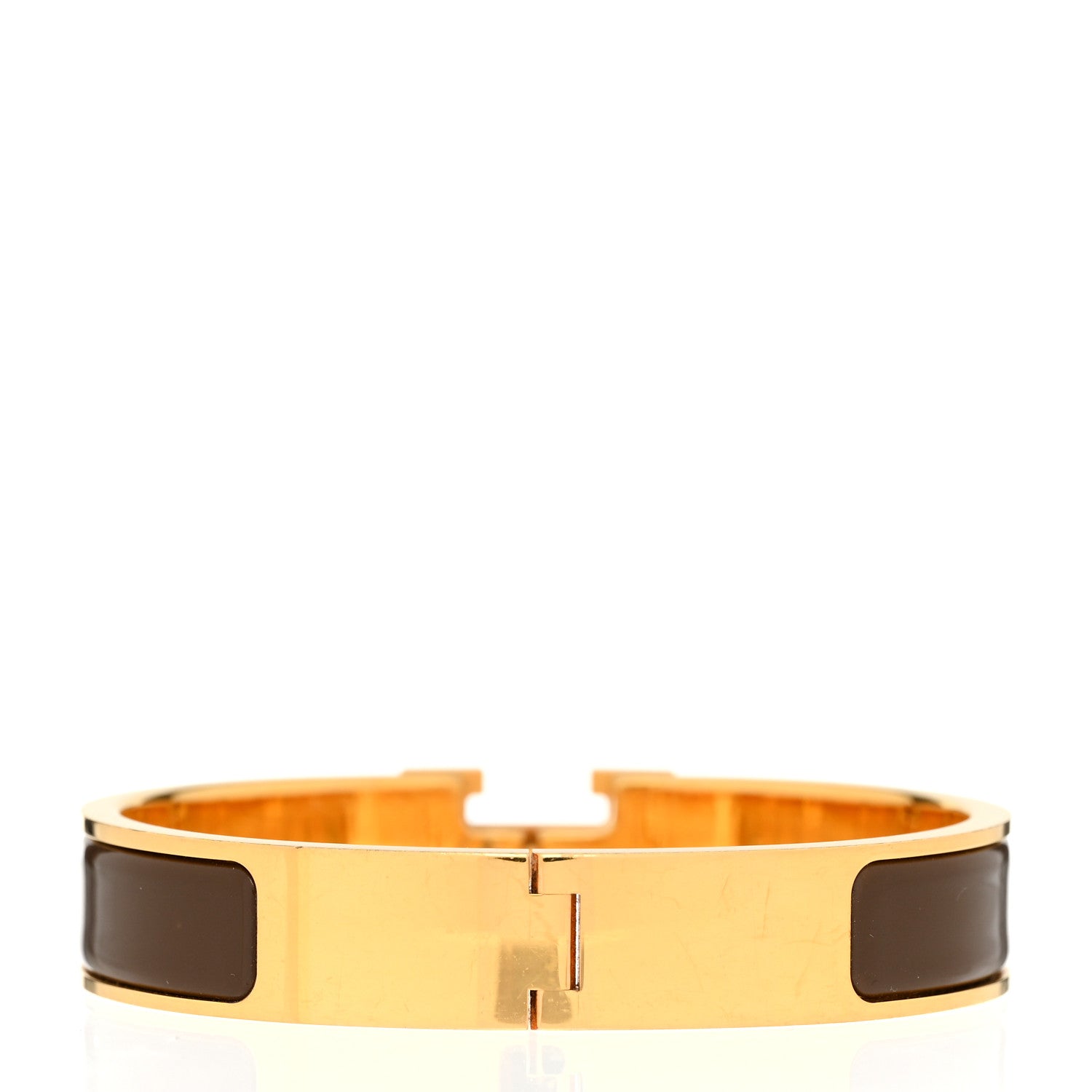 Hermes Enamel Narrow Clic Clac H Bracelet GM Moka 3 of 4