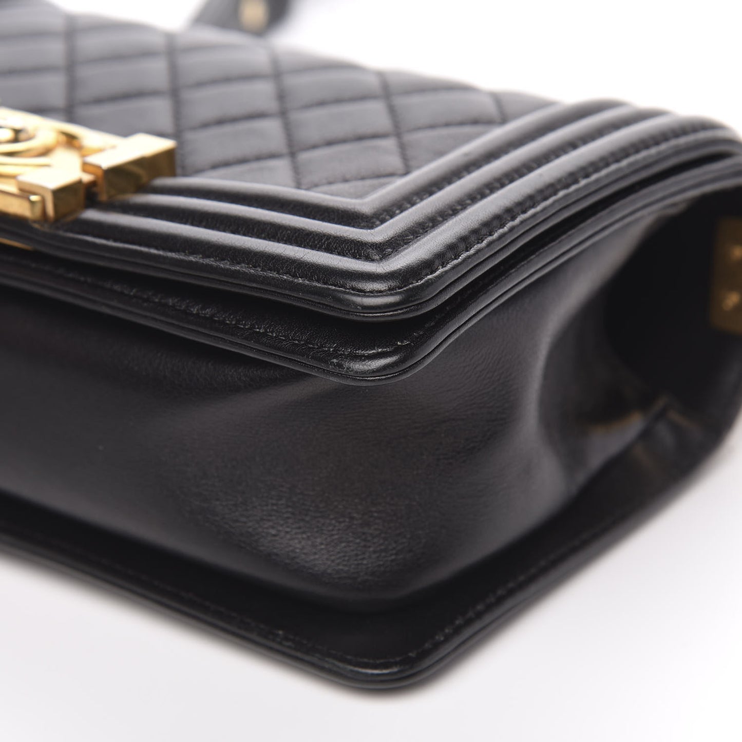 Lambskin Quilted Small Boy Flap Black