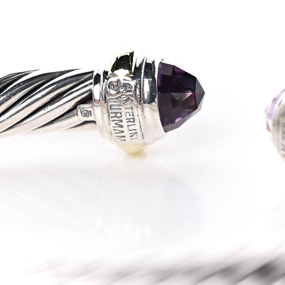 David Yurman Sterling Silver 14K Yellow Gold Amethyst 7mm Cable Classics Bracelet 5 of 5