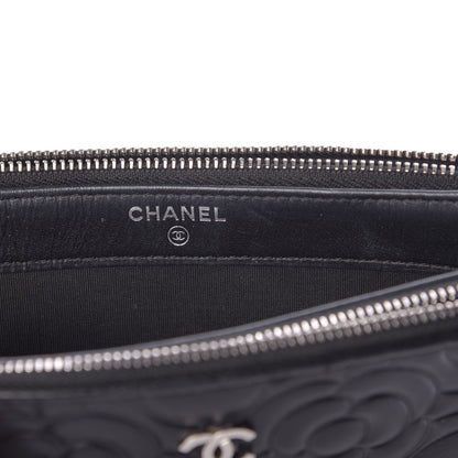 Chanel Lambskin Camellia Embossed Small Clutch With Chain Black 8 of 16