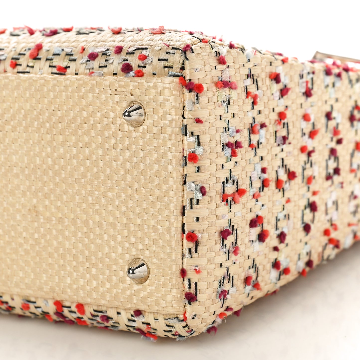 Raffia Tweed Medium Lady Dior Pink Beige