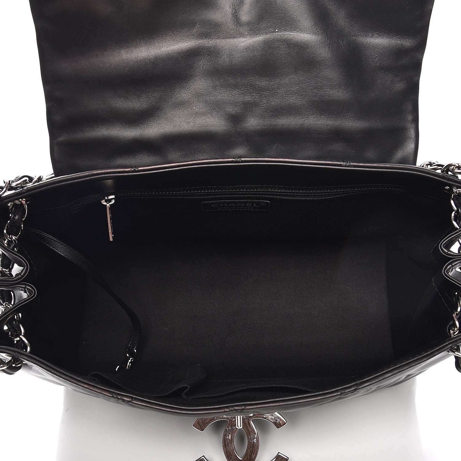 Chanel Calfskin Double Stitch Large Hamptons Flap Bag Black 5 of 9