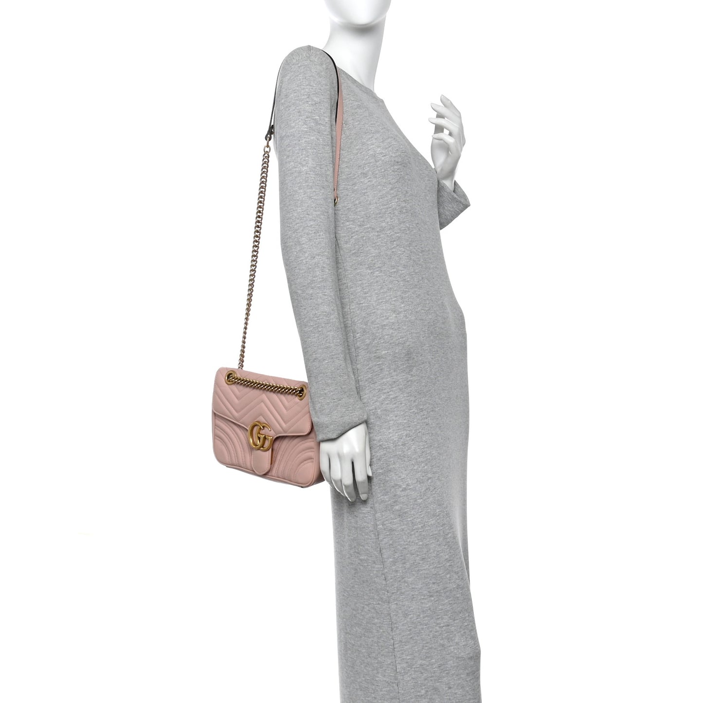 Calfskin Matelasse Small GG Marmont Shoulder Bag Perfect Pink