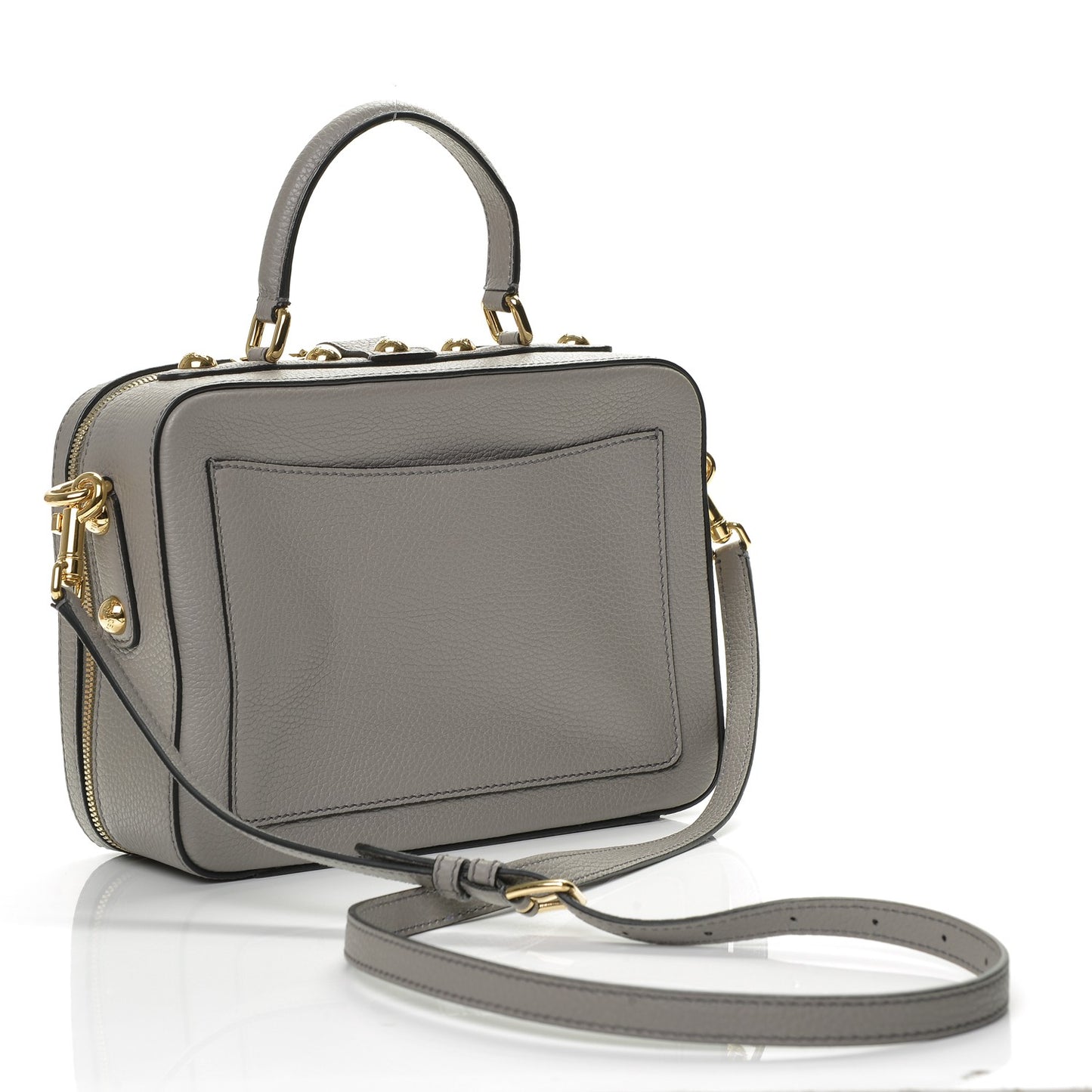 Drummed Calfskin Rosaria Shoulder Bag Grigio