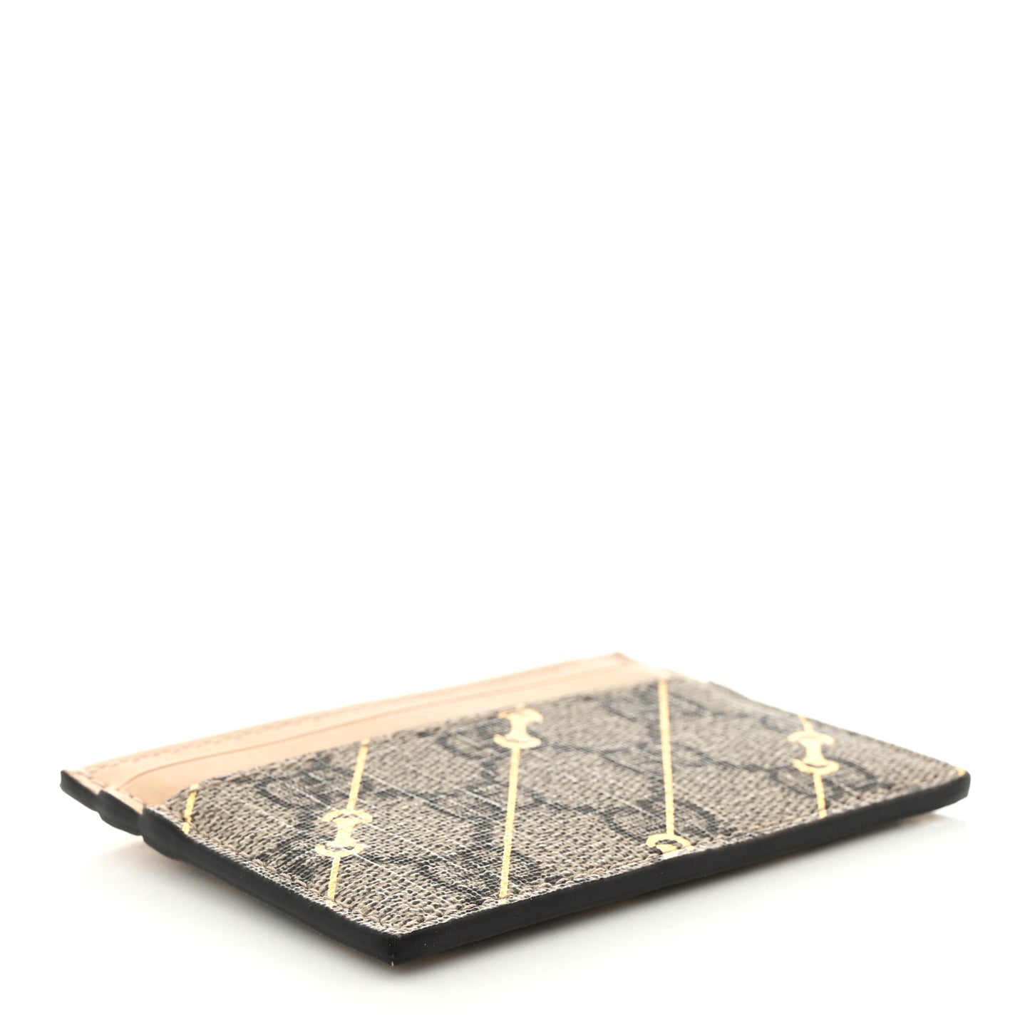 GG Supreme Monogram Horsebit Card Holder Beige