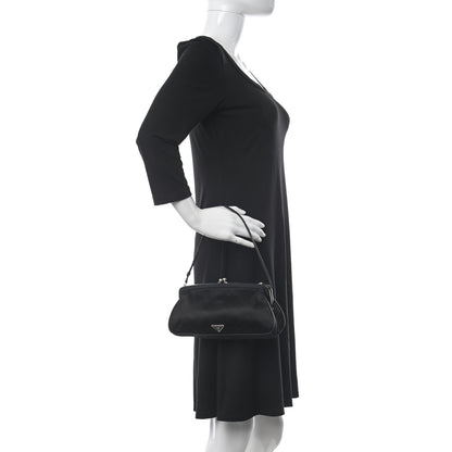 Prada Tessuto Nylon Nappa Kisslock Shoulder Bag Black 2 of 14