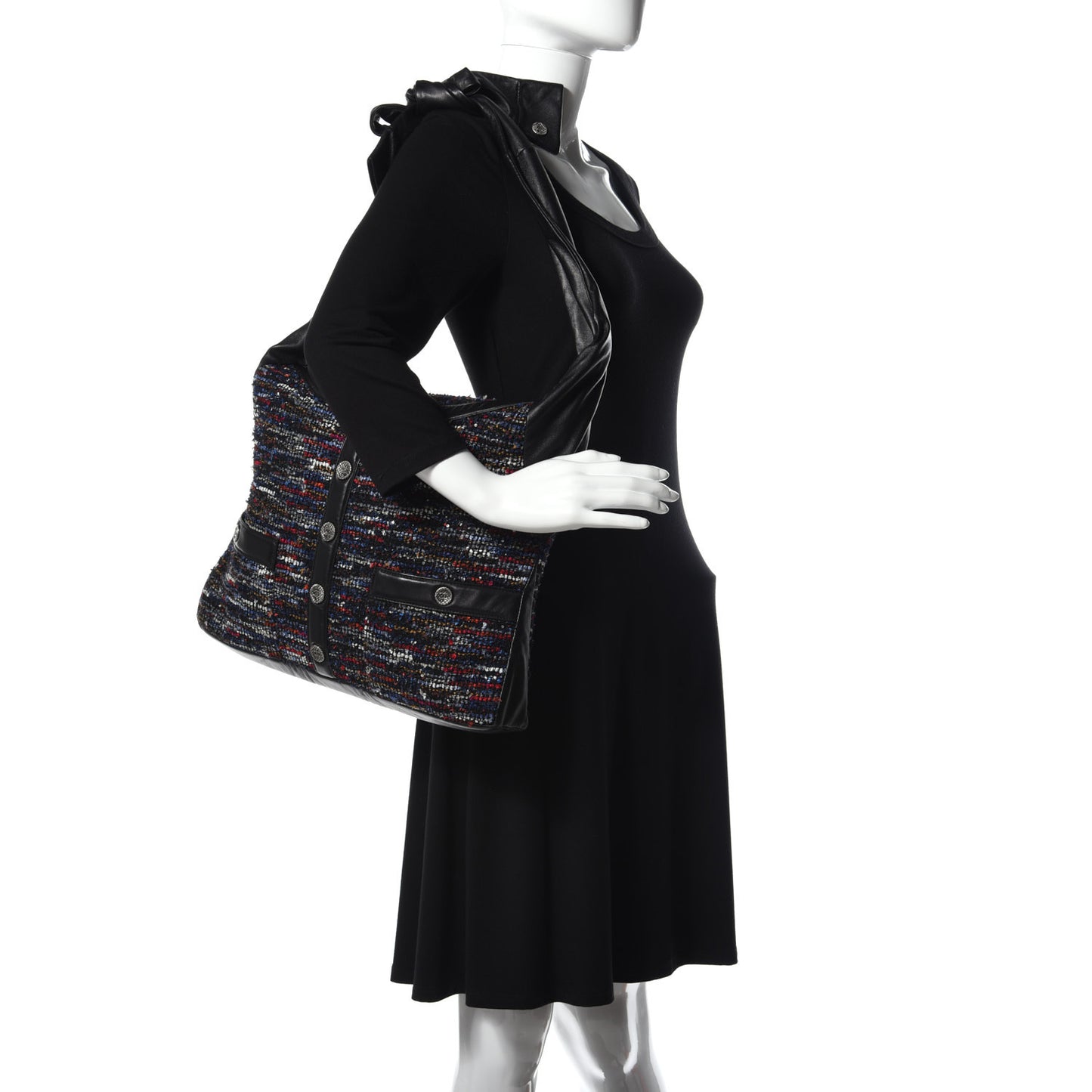 Tweed Lambskin Large Girl Bag Multicolor Black