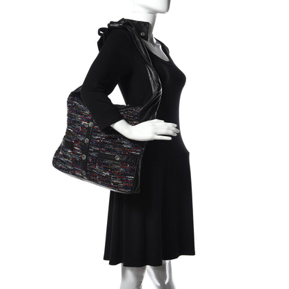 Chanel Tweed Lambskin Large Girl Bag Multicolor Black 2 of 9